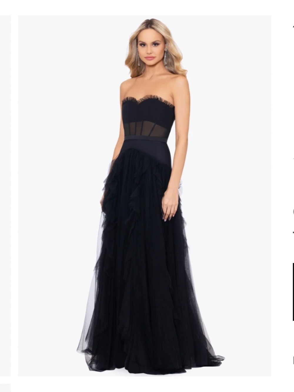 BETSY & ADAM STRAPLESS RUFFLE DRESS Size 10 - NWT